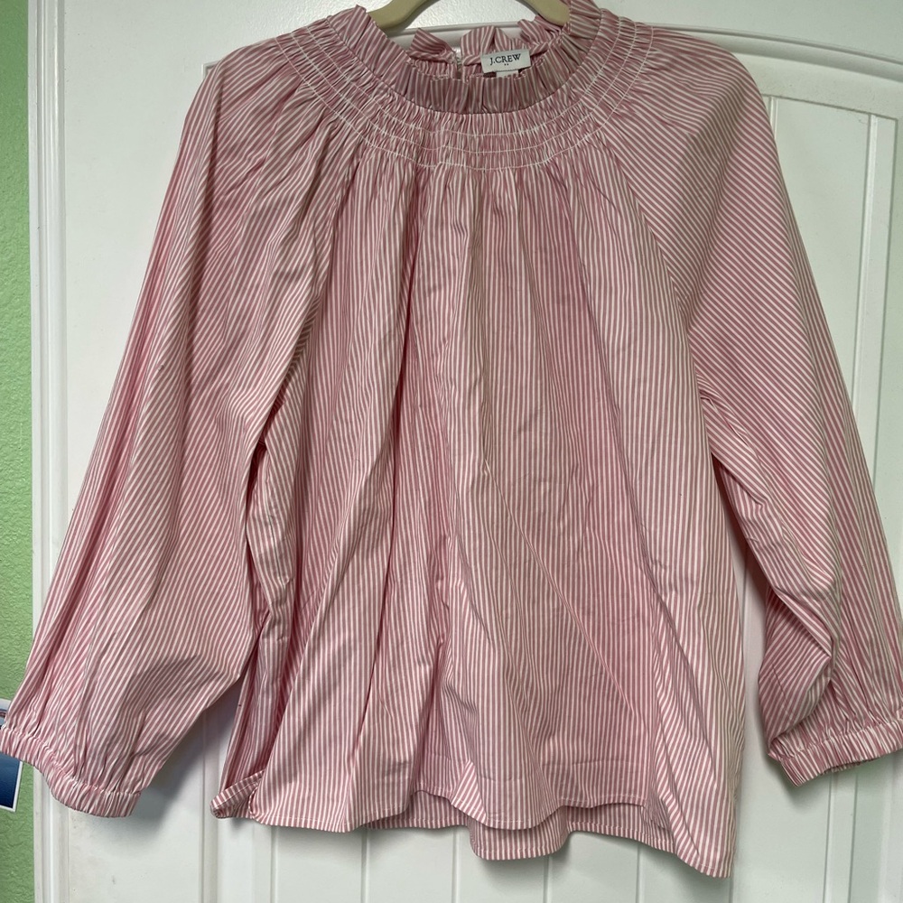 Pink Striped JCrew Blouse